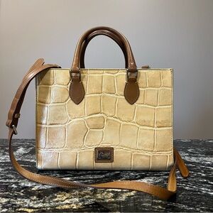 Crocodile Embossed Beige Handbag-Dooney & Bourke